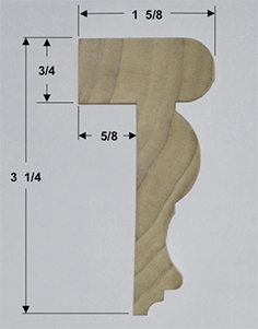 Poplar Top Cap Molding Cross Section with dimensions