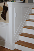 Beaded Raised Panel Wainscoting on staircase in Bellmore New York NY
