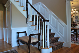 Beaded Raised Panel Wainscoting on a Staircase in Closter NJ New Jersey
