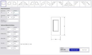 custom wainscoting design tool used to design standard and custom panels included clipped and staircase panel shapes.
