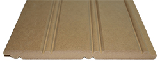 American Beadboard Panel 4" on center on one side and 2 5/8" on center on the opposite sides. Panels are 5/8" thick and 8" wide with lapjoint seams