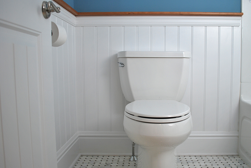American Beadboard in a half bathroom in Westerly Rhode Island