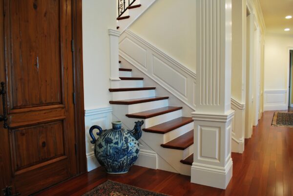 Custom Staircase and Column with Fluted Pilasters