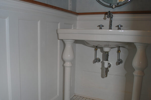 Beaded Recessed Wainscoting in a half bathroom