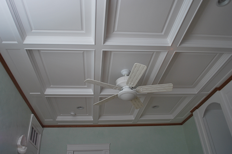 There are 9 coffered boxes in this bedroom ceiling