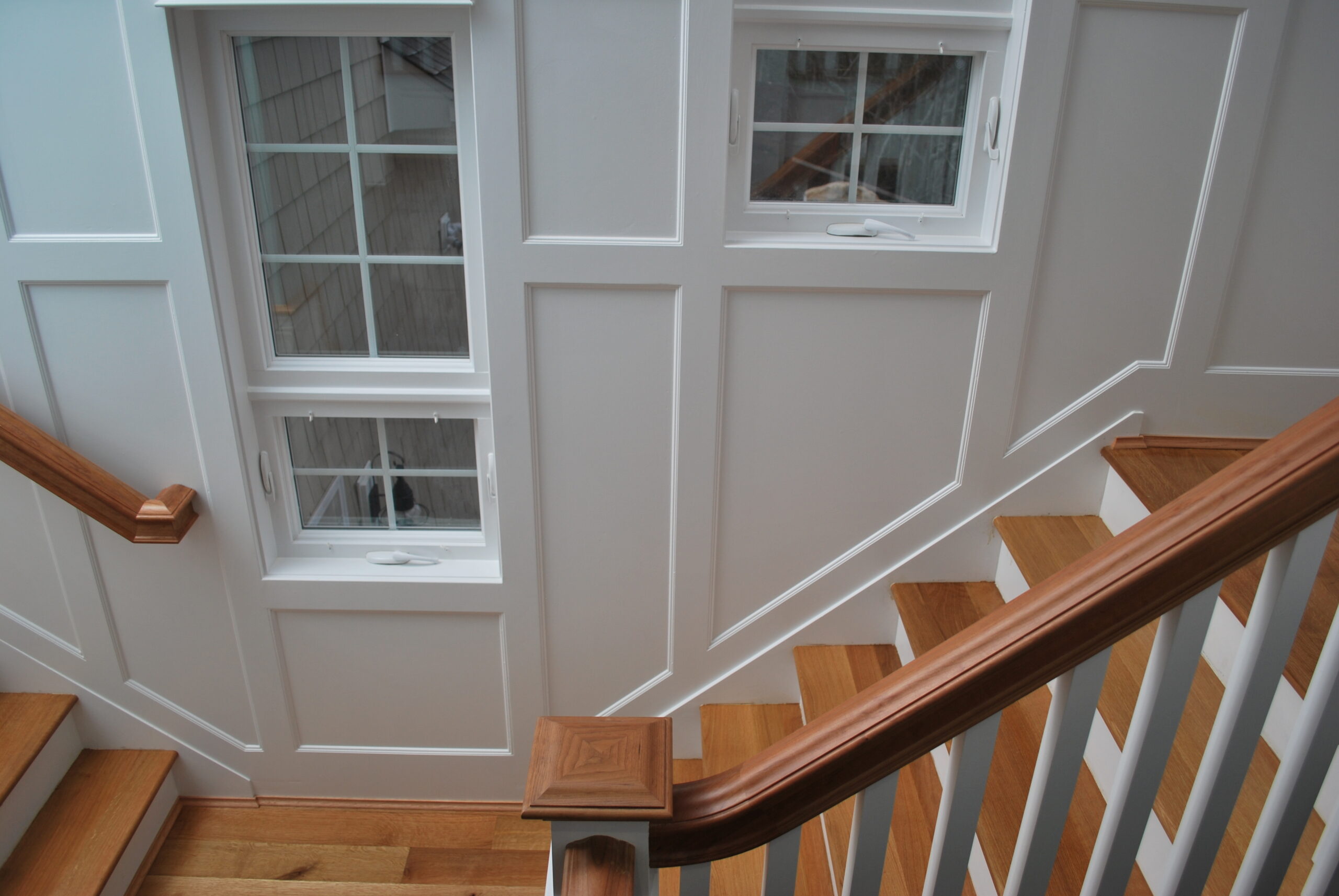Beaded Recessed Full Wall Staircase Wainscoting In Westerly Rhode Island