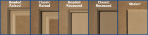 Choose from 5 wainscoting profiles: Beaded Raised, Classic Raised, Beaded Recessed, Classic Recessed and Shaker Profiles